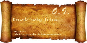 Orszáczky Irina névjegykártya
